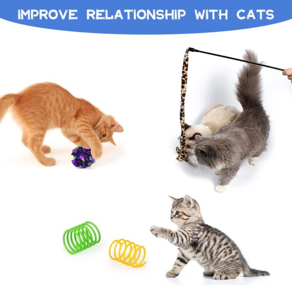 20 Pcs Cat Toys for Indoor Kitten, Collapsible Tunnel, Interactive Feather Wand Ball Spring Mice Toy for Puppy Kitty - Image 4