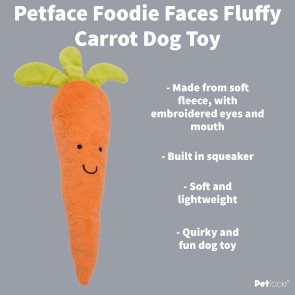 Petface Foodie Faces Fluffy Carrot Dog Toy - Image 6