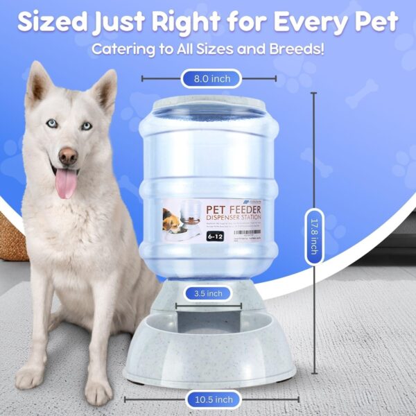 Flexzion Gravity Pet Food Water Feeder Dispenser Bundle Set (Large) for Dogs Cats Automatic Replenish Waterer Dry Food Storage Container Bowl, Small Medium Dog Cat Feeding Watering Fountain Supplies - Image 8