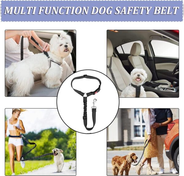 Dog Car Seat Belt Headrest Adjustable Dog Car Restraints Leads Pet Seat Belt Dog Safety Seat Belt Strong Leash Leads for any Cars Vehicle Travel Accessories for Pets Cats Dogs - Black - Image 5