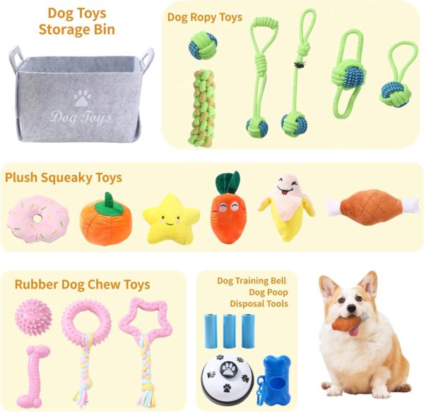 Restorgan 22 PACK Puppy Toys Set, Small Dog Toys Puppy Teething Toys with Dog Toy Box, Puppy Chew Toys, Dog Rope Toys Set with Cute Squeaky Dog Toys for Small and Medium Dogs Playing and Training - Image 2