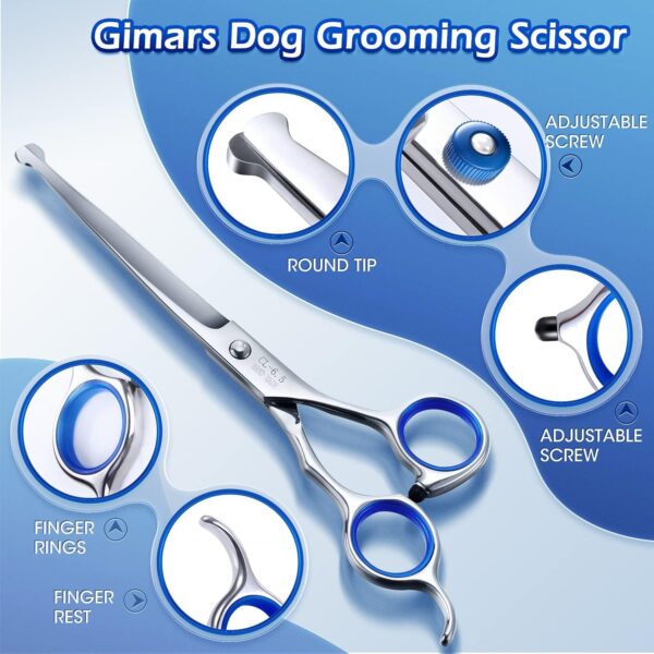 Gimars Heavy Duty Stainless Steel Titanium Coated Pet Grooming Scissors Set - Thinning, Straight, Curved Shears with Combs - Perfect Trimming Kit for Long & Short Hair, Coat, Fur for All Dog and Cat - Image 4