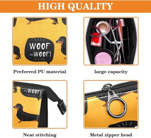 Cosmetic Bag for Women, Adorable Roomy Makeup Bags Travel Water Resistant Toiletry Bag Accessories Organizer, Cartoon Animal Dachshund Pet - Image 3