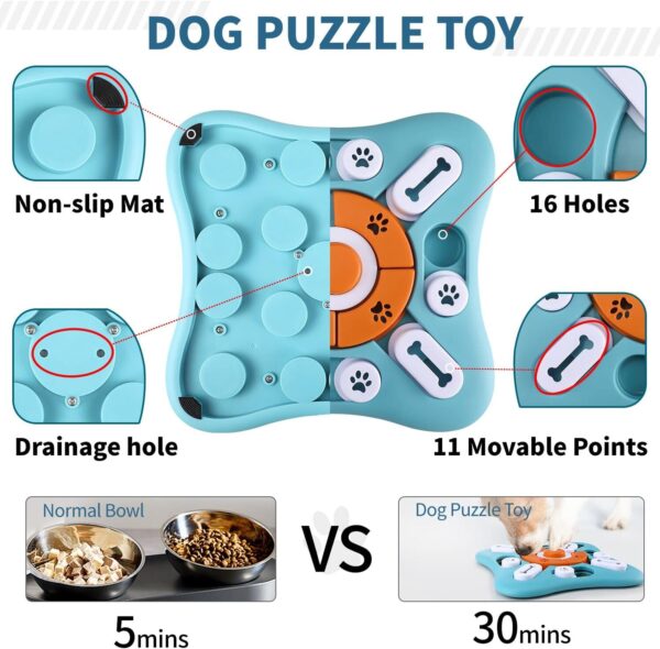 Macco Dog Puzzle Slow Feeder Toys,Dog Treat Dispenser with Squeaky,Dog Toy Intelligence for Medium Pets,Cats,Puppies,Dog Enrichment Toy Non-Slip - Image 3