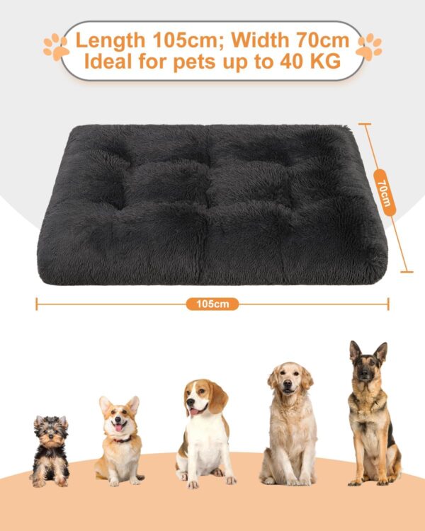 Favodormir Extra Large Dog Bed, XL Calming Dog Crate Mattress Washable, Fluffy Deluxe Plush Anti Anxiety Pet Bed, Warm Dog Pillow Cushion with Anti Slip Bottom, Grey 105x70cm - Image 7