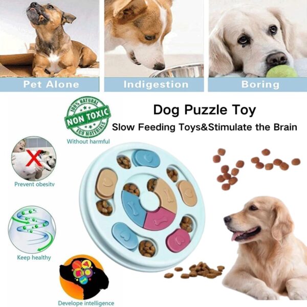 TSKDKIT Dog Treat Puzzle Toy Pet Interactive Feeder Toy Dog Puzzle Feeder Training Game Pet Food Dispenser Slow Feeder Bowl with non-slip Pet Interactive Toy for Improve Dog's IQ - Image 3