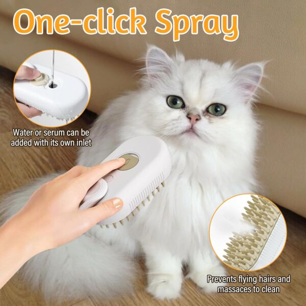 Cat Steam Brush 3 In1 Steamy Cat Brush Rechargeable Cat Brush With Spray Dog Brush Self Cleaning Steam Cat Brush Multifunctional Cat Grooming Brush for Massages,Treatments, Eliminate Flying Hair - Image 2