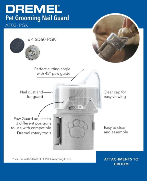 Dremel AT02-PGK Pet Grooming Attachment Kit for grooming your pet's nails. Safe and quiet pet nail grinder for use with Dremel Rotary tool - Image 2