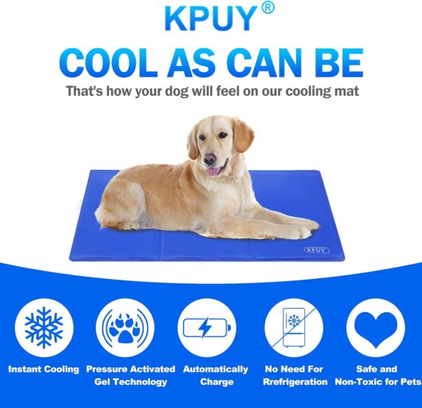 KPUY Dog Cooling Mat, X-Large Pet Cool Mat for Bed,Dog Cat Ice Mat with Self Cooling Gel,Non-Toxic Activated Gel Cooling Pad, Great for Dogs Cats to Stay Cool This Summer,Blue XL(122 * 70cm) - Image 2