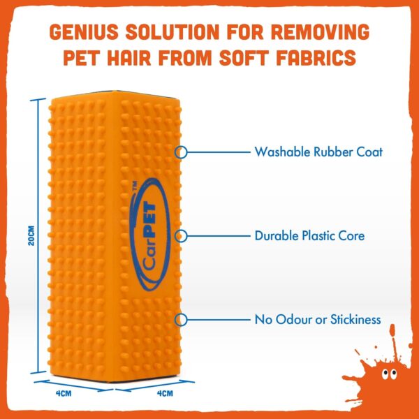 CarPET Carpet Pet Hair Remover, For Your Home & Car Interior, Carpet, Sofa, Clothes & Upholstery - Works With All Animals - Instantly Lifts, Gathers & Removes All Pet Hair (Orange) - Image 5