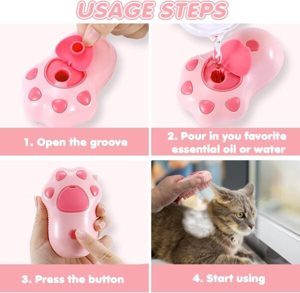 DONGTATA 3 in 1 Cat Dog Steamy Brush Steam Grooming Brush Pet Hair Removal Comb for Massage cat dog comb for grooming cat hair brush Cat Brush Soothing Body Pet Brush (Claw) - Image 3