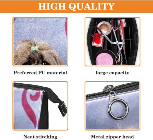 Cosmetic Bag for Women, Adorable Roomy Makeup Bags Travel Water Resistant Toiletry Bag Accessories Organizer, Animal Pet Shih Tzu - Image 3