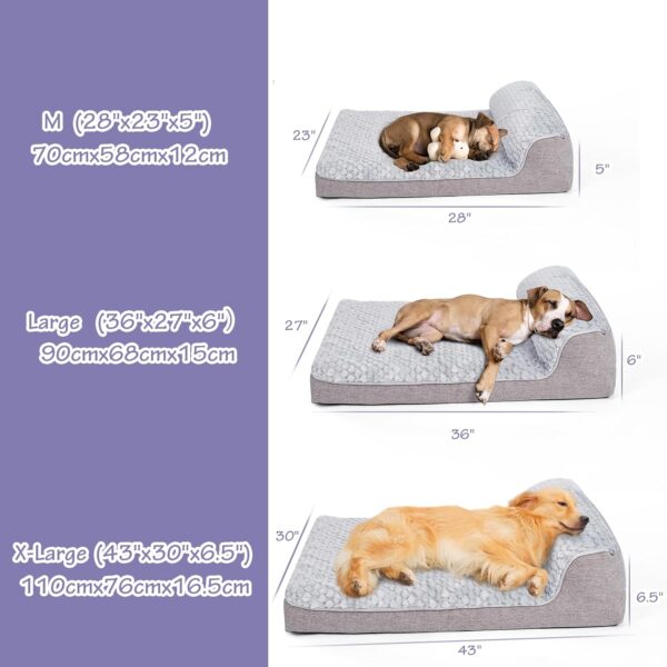 Ownpets Large Plush Pet Bed, Grey Pet Bed For Large/Medium Dogs With Bolsters & Washable Cover, Comfortable &Breathable Egg Foam Pet Sofa Bed,91.5x68.5x15CM - Image 4