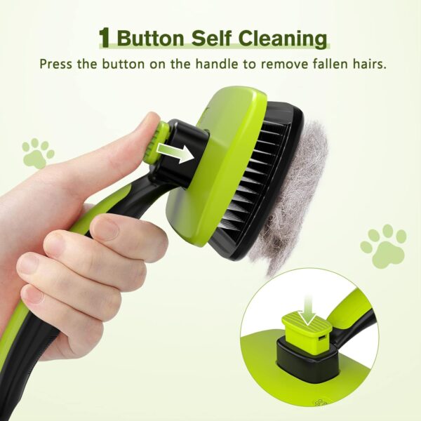 Pecute Cat Brush Bog Brush, Cat Hair Brush for Grooming, Self Cleaning Slicker Dog Brush, Rounded Pins Cat Brush for Short Haired Cats, Small Dog Grooming Brush Safe and Smooth - Image 3