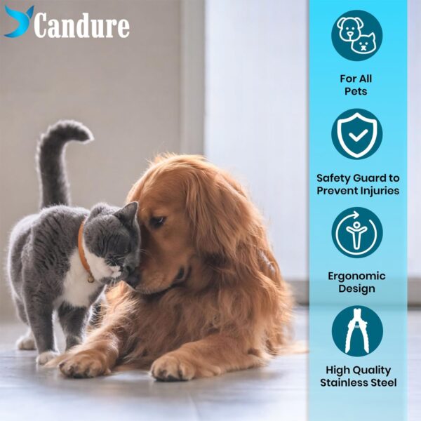 Candure Dog Nail Clippers for Large, Medium and Small Breed Professional Pet Nail Clipper Suitable for Cats, Rabbits and Guinea Pigs With Safety Lock and Protective Guard to Avoid Over Cutting (6") - Image 2