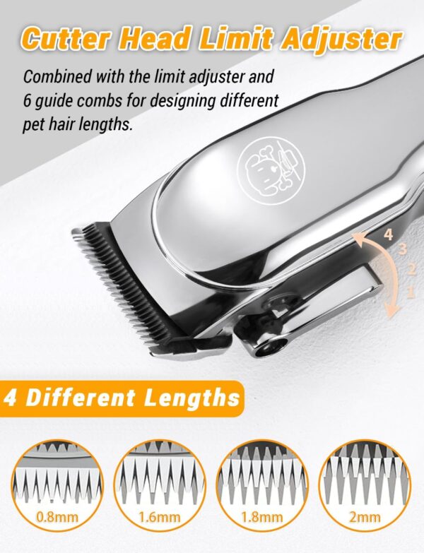 Dog Clippers, Professional Dog Grooming Clippers for Thick Coats Hair, Rechargeable Low Noise Cordless Pet Hair Trimmer Shaver Kit with Ceramic Blade LED Display, Pet Cat Clippers for Dogs Cats - Image 3