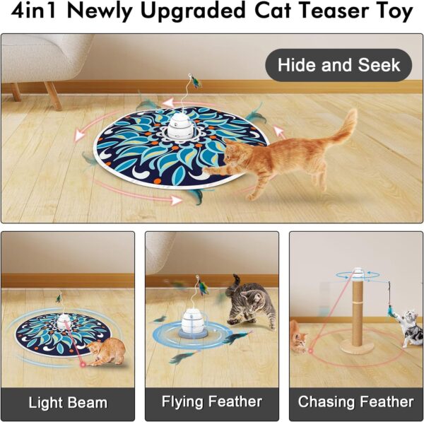 Tyasoleil 4 in 1 Smart Cat Toys, Interactive Cat Toys, Cat Toys for Indoor Cats Adult, Upgrade Motor, Automatic Cat Toy - 3 Modes Indoor Cat Toys, Electronic Cat Feather Kitten Toy - Image 2