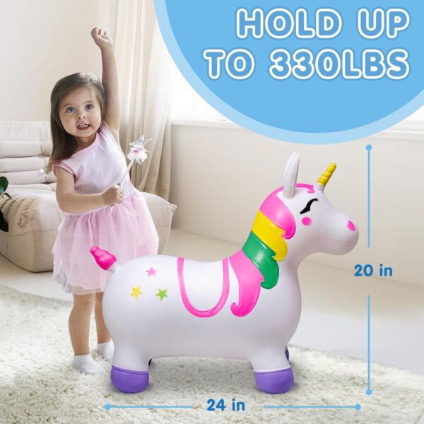 JOYIN Animal Hopper for Kids,Unicorn Bouncy Horse Hopper for Toddlers,Space Hopper with Hand Pump,Ride on Jumping Toys for Birthday Gift,Inflatable Hopper,Indoors Outdoors - Image 6