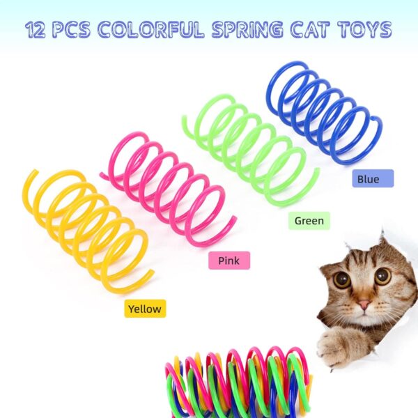 Petnice 12 Pcs Cat Colorful Springs Toys, Cat Creative Toys for Kittens, BPA Free Durable Heavy Plastic Interactive Toys to Kill Time and Keep Fit for Swatting, Biting, Hunting Kitten Toys - Image 2