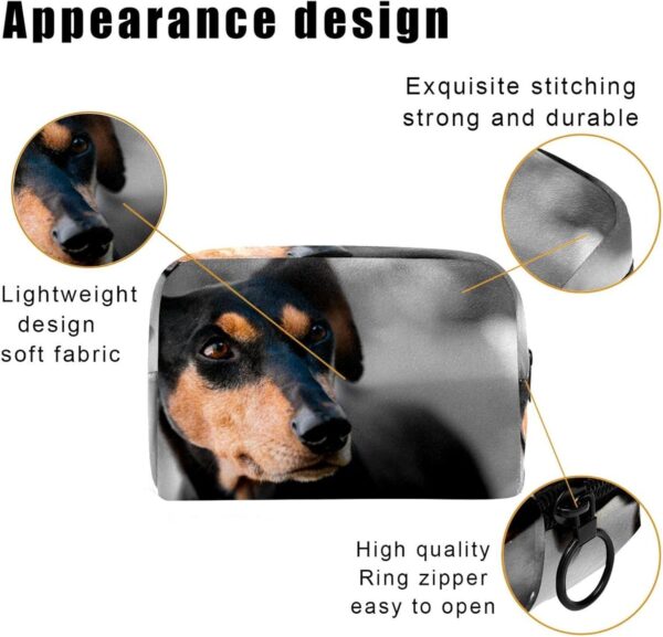 Cosmetic Bags for Women, Makeup Bag Travel Toiletry Bag Accessories Organizer, Black Dog Lovely Animal Pet - Image 3