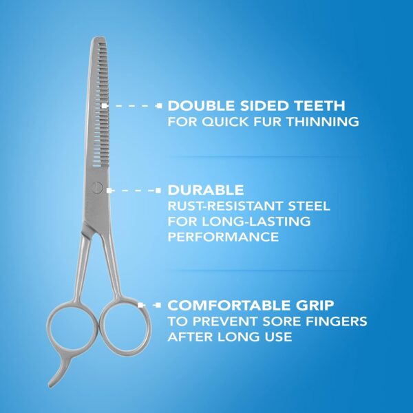 Wahl Steel Thinning Scissors 6.5 Inch, Professional Thinning Shears for Pets, Grooming Scissors for Cats & Dogs, Groom Pets at Home, Sharp Toothed Scissor, Double Sided Blades, Thin Animal Hair & Fur - Image 2