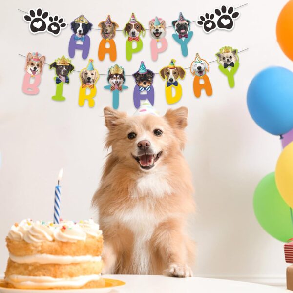 Puppy Happy Birthday Banner Colorful - Puppy Birthday Banner Dog Birthday Party Supplies Dog Face Happy Birthday Sign Garland For Birthday Party Decoration 16.4ft - Image 7