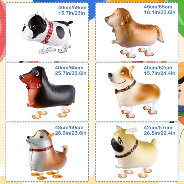 6 Pieces Dog Balloons, Dog Party Decorations Walking Animal Balloons Pet Dog Balloons Dogs Birthday Party Supplies for Kids Balloons Animal Theme Birthday Party Decorations - Image 2