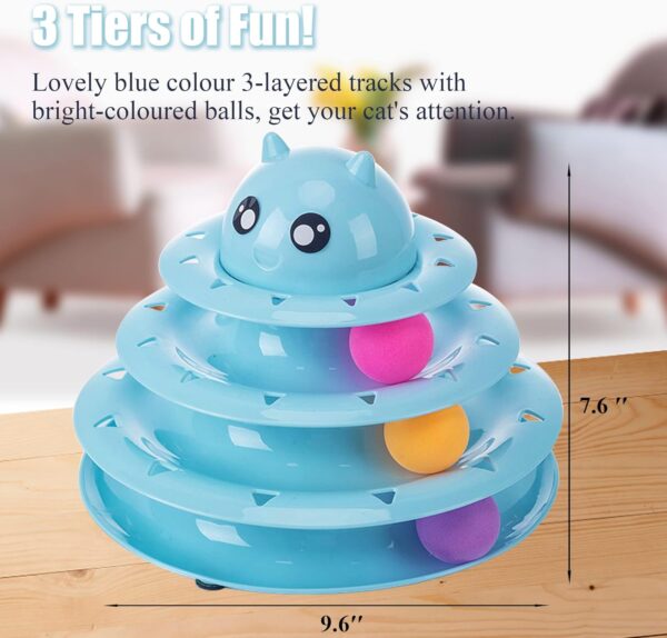 Vealind Cat Toys Interactive Fun Roller Exerciser 3 Level Tower Ball Toy Kitten Teaser Toy with Colorful Balls - Image 2