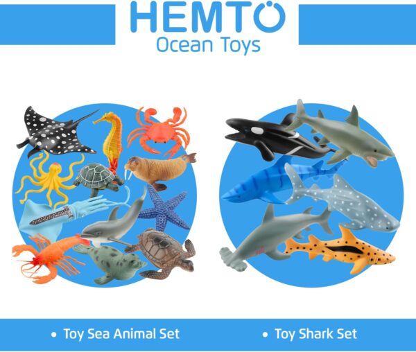 Toy Sea Animal Set (12 Pack) - Educational Toy Sea Creatures for Bath Time - Realistic Ocean Creature Playset with Dolphin, Stingray - Figure Gift Set for Children, Toddlers - Perfect for Cake Toppers - Image 7