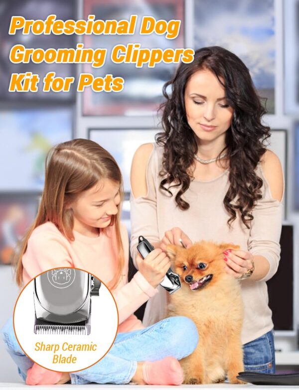 Dog Clippers, Professional Dog Grooming Clippers for Thick Coats Hair, Rechargeable Low Noise Cordless Pet Hair Trimmer Shaver Kit with Ceramic Blade LED Display, Pet Cat Clippers for Dogs Cats - Image 6