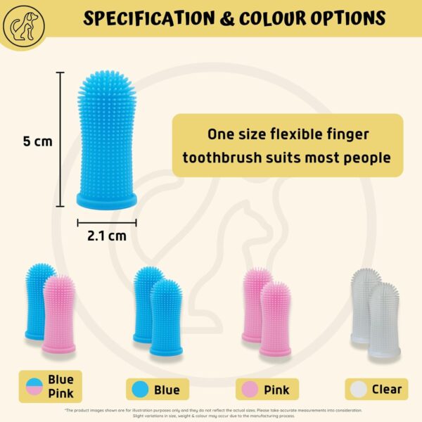 PawsOnlyUK Dog Finger Toothbrush | Set of 2 | Toothbrush & Storage Case | Nontoxic Silicone | Teeth Cleaning Breath Dental Care Plaque Off | Dog Cat Puppy Toothbrush (Blue + Pink) - Image 4