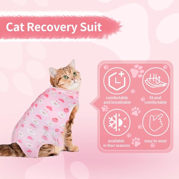 NiCola Cat Professional Recovery Suit for Abdominal Wounds or Skin Diseases, E-Collar Alternative for Cats, After Surgery Wear, Kittens Physiological Clothes (Pink, L) - Image 4