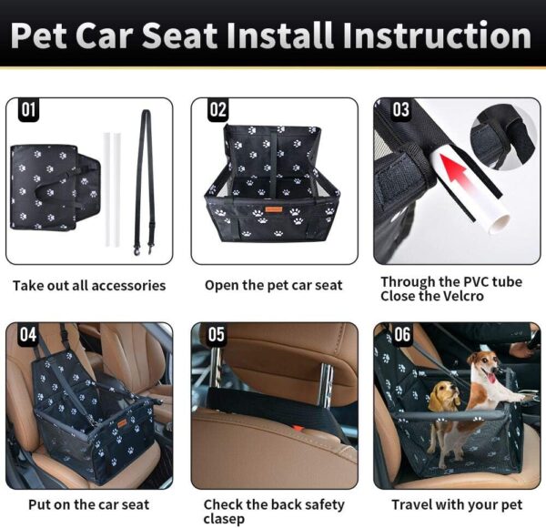 SWIHELP Pet Car Booster Seat Travel Carrier Cage, Oxford Breathable Folding Soft Washable Travel Bags for Dogs Cats Small Pet Car Seat Carrier - Image 4