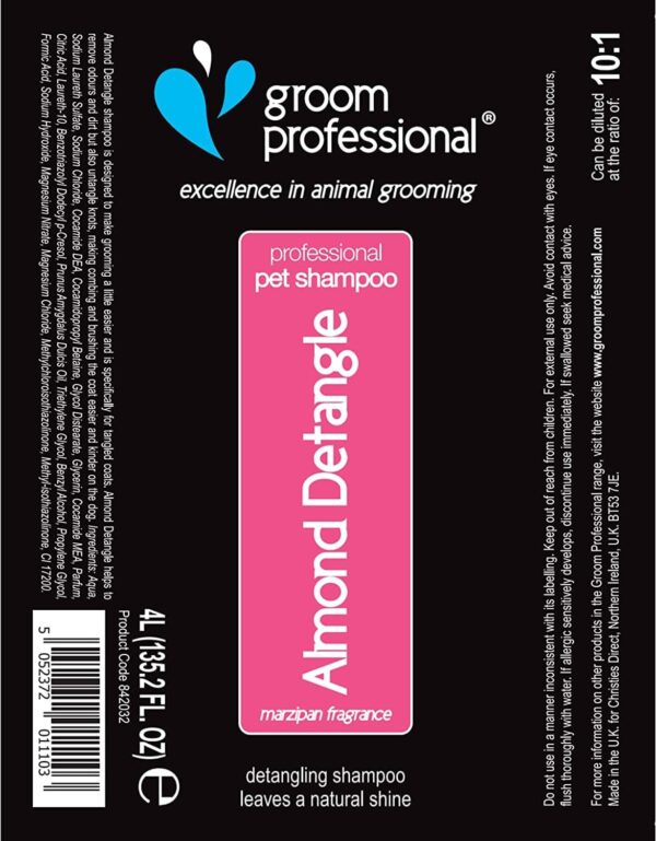 GROOM PROFESSIONAL Almond Detangle Dog Shampoo - Detangling Shampoo for Dogs - Dog Shampoo for Smelly Dogs - Makes Light Work of Knots and Tangles - Great for Matted & Tangled Coats, 4 Litre - Image 5