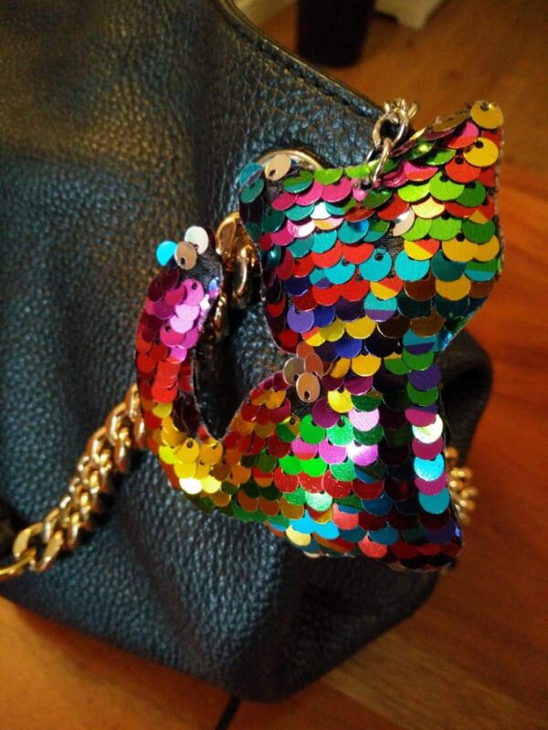 CrownOfRibbons Cat Keyring Rainbow Sequin Style, Girls Pocket Money Toy, Stocking Filler, Sparkly Kitten - Image 4