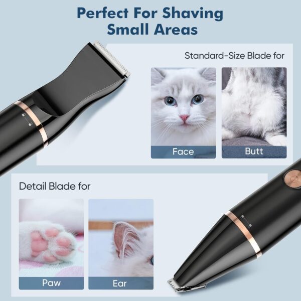 oneisall Cat Clippers with Double Blades,Silent Cat Paw Trimmer,Paw Trimmer Shaver for Cats Dogs Hair Between Paws,Face,Ears,Eyes - Image 4