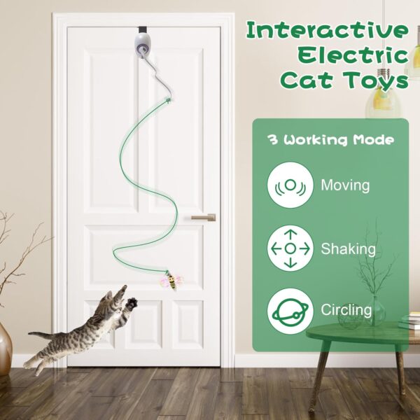 IOKHEIRA Interactive Cat Feather Toys for Indoor Cats Automatic Teaser Rope Cat Toy Hanging Electric Cat Toys, Rechargeable Play Chase Exercise Kitten Toys - Image 3