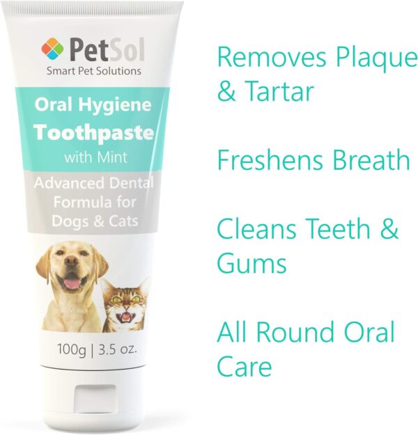 PetSol Dental Care Kit for Dogs & Cats Toothpaste (100g) with 3 x Pet Toothbrushes to Clean Pet's Teeth, Remove Plaque and Tartar, Improve Gum, Tooth Health & Pet Oral Hygiene - Image 3