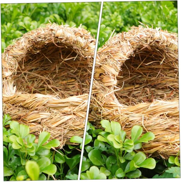 Grass Woven Pet 1pc Straw Pet Bed Bird Grass Bed Woven Straw Hut Critters Hamster Hanging Bed Hamster Sleeping Bed Hideaway Grass Hut Guinea Pigs Hamster House Grass Hammock - Image 9