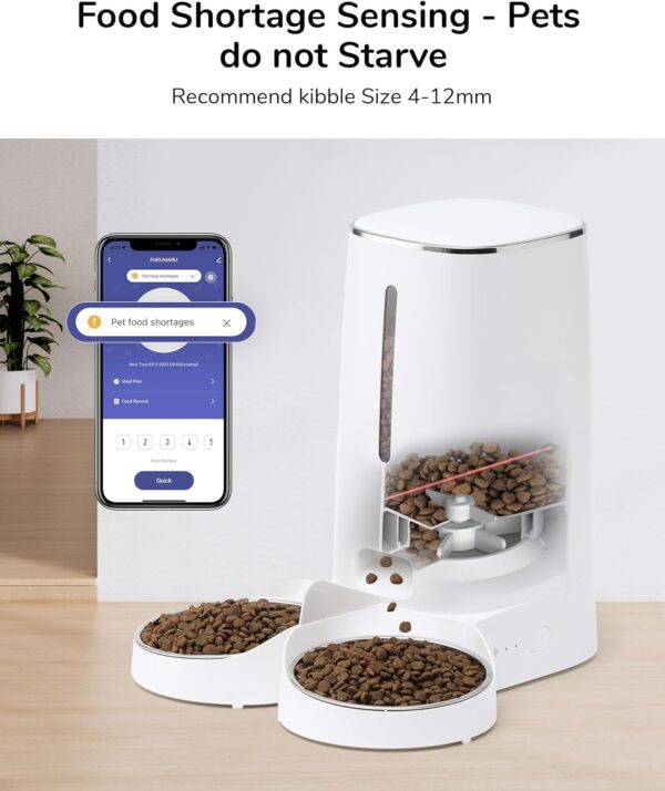 FUKUMARU Automatic Cat Feeder, 4L Dog Feeders with Double Bowls, Support DIY Meals and Timed Control WiFi Cat Food Dispenser - Image 3