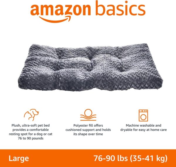 Amazon Basics Cats and Dogs Bed, Machine Washable Pet Bed, Large (102 x 69 x 9cm), Gray Swirl - Image 2