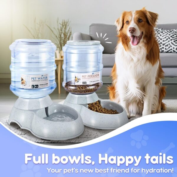 Flexzion Gravity Pet Food Water Feeder Dispenser Bundle Set (Large) for Dogs Cats Automatic Replenish Waterer Dry Food Storage Container Bowl, Small Medium Dog Cat Feeding Watering Fountain Supplies - Image 3