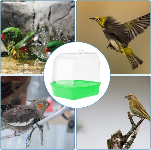 WideSmart 2pcs Bird Bath for Cage,Pet Bird Parrot Bath Box Bird Bathtub Hanging Birdbath Bird Cage Supplies with Hooks Bird Bath Box Bird Cage Accessory for Small Birds Canary Budgies and Parrot - Image 7