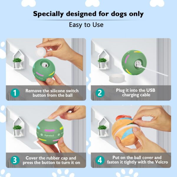 BARHOMO Dog Balls,The 3rd Generation Interactive Toys for Puppy/Small/Medium/Large Dogs,Improved Dog Rolling Effect Tennis Ball with Strap, Tough Motion Activated Automatic Moving Dog Ball Toys - Image 6