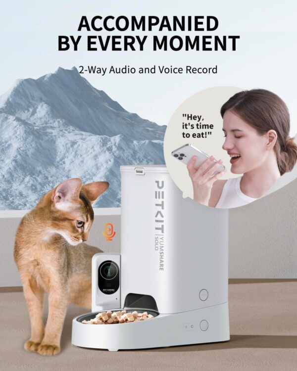 PETKIT Automatic Cat Feeder with Camera, 1080P HD Video with Night Vision, 2-Way Audio, 3L Auto Cat Feeder with Battery-Backup, Low Food & Blockage Sensor, App Control Cat Food Dispenser - Image 6