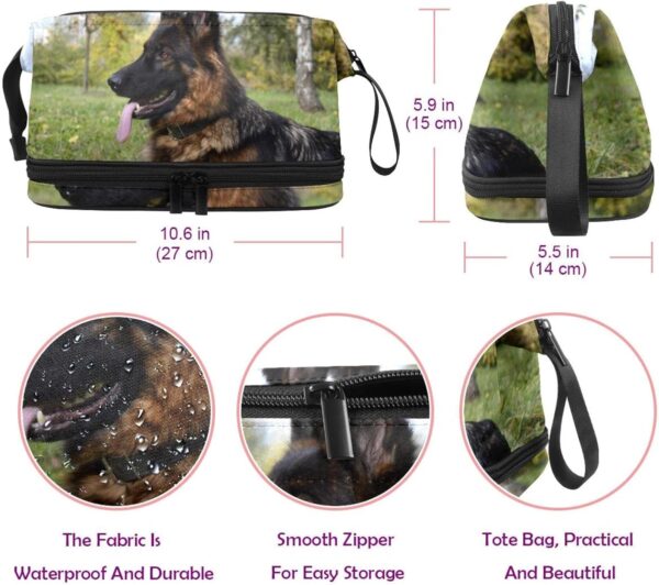 Cosmetic Bag for Women, Adorable Roomy Makeup Bags Travel Water Resistant Toiletry Bag Accessories Organizer, Animal German Shepherd Pet - Image 5