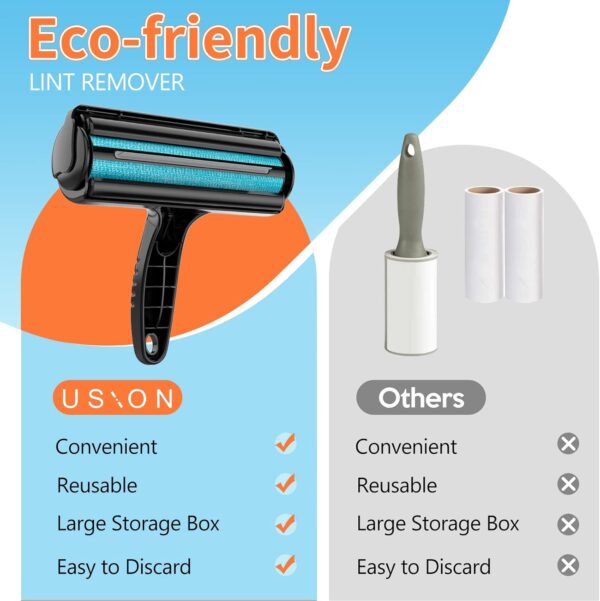 USION Pet Hair Remover Roller Brush - Reusable & Portable Dog Cats Hair Remover Scraper,Carpet Brush Hair Removal Tool,Self-Cleaning Lint Removel Animal Fur Collector from Furniture,Sofa & Bedding - Image 6