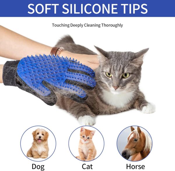 WELHAEPI 1 Pair/2 Pcs Pet Dog Cat Grooming Gloves, Pet Hair Remover Mitts, Deshedding Brush Gloves, Hair Remover Mitt Massage Gloves Brush Mitts for Long Short Fur Hair Dogs Cats Rabbits - Blue - Image 6