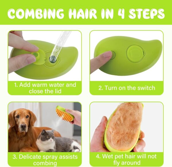 71Nmly Cat Steam Brush 3 In1 Steamy Cat Brush Self Cleaning Steam Cat Brush Rechargeable Cat Grooming Brush Multifunctional Cat Grooming Brush,Electric Pet Brush,Pet Hair Removal Comb - Image 5