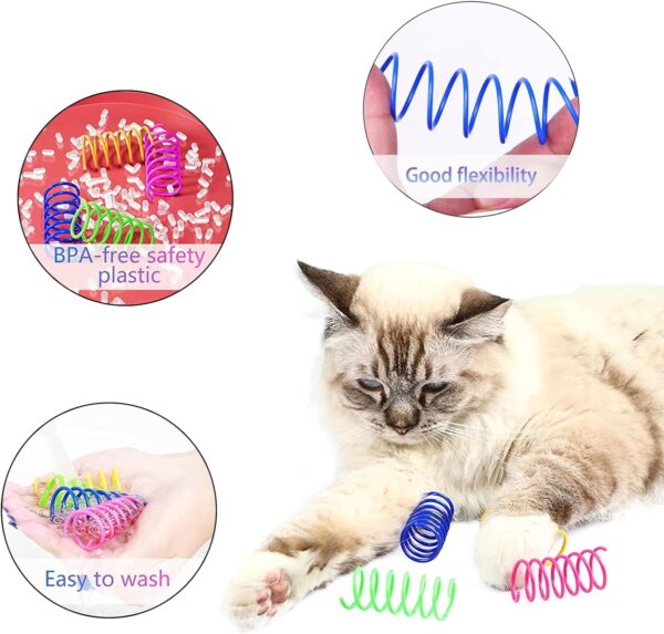 Petnice 12 Pcs Cat Colorful Springs Toys, Cat Creative Toys for Kittens, BPA Free Durable Heavy Plastic Interactive Toys to Kill Time and Keep Fit for Swatting, Biting, Hunting Kitten Toys - Image 4